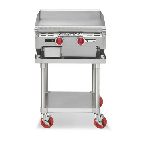 Gas Griddles American Range AEMG-24 24"W Countertop Manual Control Gas Griddle With 4" Legs 3 Gas Griddles American Range AEMG-24 24"W Countertop Manual Control Gas Griddle With 4" Legs