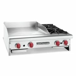Gas Griddles American Range AR24-12G20B 24" W Countertop Gas Griddle With (2) Open Burners