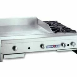 Gas Griddles American Range AR48-36G2OB 48" Countertop Gas Griddle With (2) Open Burners