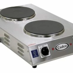 Commercial Hot Plates Cadco CDR-2CFB Double Electric Cast Iron Space Saver Hot Plate, 7-1/2" Burners