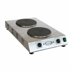 Commercial Hot Plates Cadco CDR-3K Portable Double Cast Iron Space Saver Hot Plate, 9" Burners
