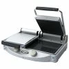 Panini Press Cadco CPG-20 Double Panini Grill With Ribbed Top, Black Glass Ceramic Plates, 208-240V -Nemco Shop Cadco CPG 20 Double Panini Grill with Ribbed Top Black Glass Ceramic Plates 307194 large