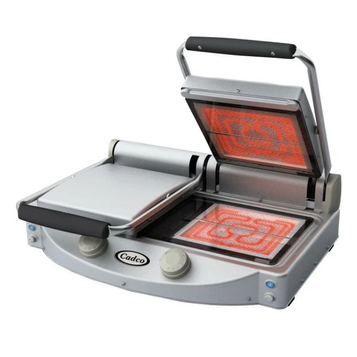 Panini Press Cadco CPG-20FC Double Panini Grill With Smooth Clear Glass Ceramic Plates, 208-240V 3 Panini Press Cadco CPG-20FC Double Panini Grill With Smooth Clear Glass Ceramic Plates, 208-240V