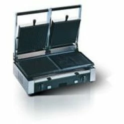 Panini Press Eurodib PDM3000 Double Panini Grill With Grooved Top And Smooth Left Bottom 20" X 10"