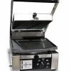 Omcan Food Machinery Panini Press Omcan (FMA) 11376 Single Panini Grill With Grooved Top And Flat Bottom 10" X 9" -Nemco Shop Food Machinery of America SG101FBR Single Sandwich Grill 41172 large