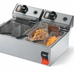 Countertop Fryers Vollrath 40707 Cayenee Commercial Twin Pot Countertop Deep Fryer 20 Lb., 120V