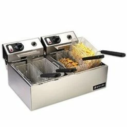 Countertop Fryers Vollrath 40708 Cayenne Commercial Countertop Twin Pot Deep Fryer 20 Lb., 220V
