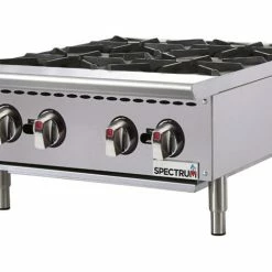 Commercial Hot Plates Winco NGHP-4 Spectrum Gas 4-Burner Hotplate-24", Natural/LP