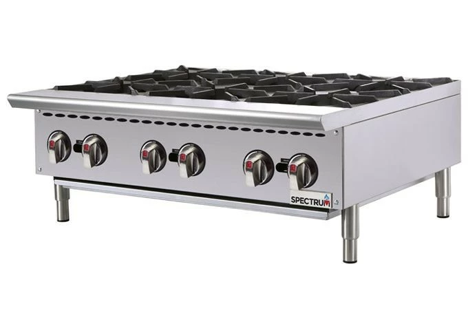 Commercial Hot Plates Winco NGHP-6 Spectrum Gas 6-Burner Hotplate-36", Natural/LP 3 Commercial Hot Plates Winco NGHP-6 Spectrum Gas 6-Burner Hotplate-36", Natural/LP